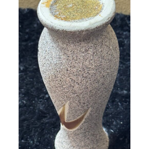 Vintage Ceramic Speckled Sand Vase With Bamboo Design - Picture 5 of 8